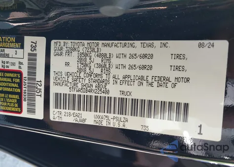 2024 Toyota Tundra Limited 4Wd from USA, damaged, VIN 5TFWA5DB4RX225400